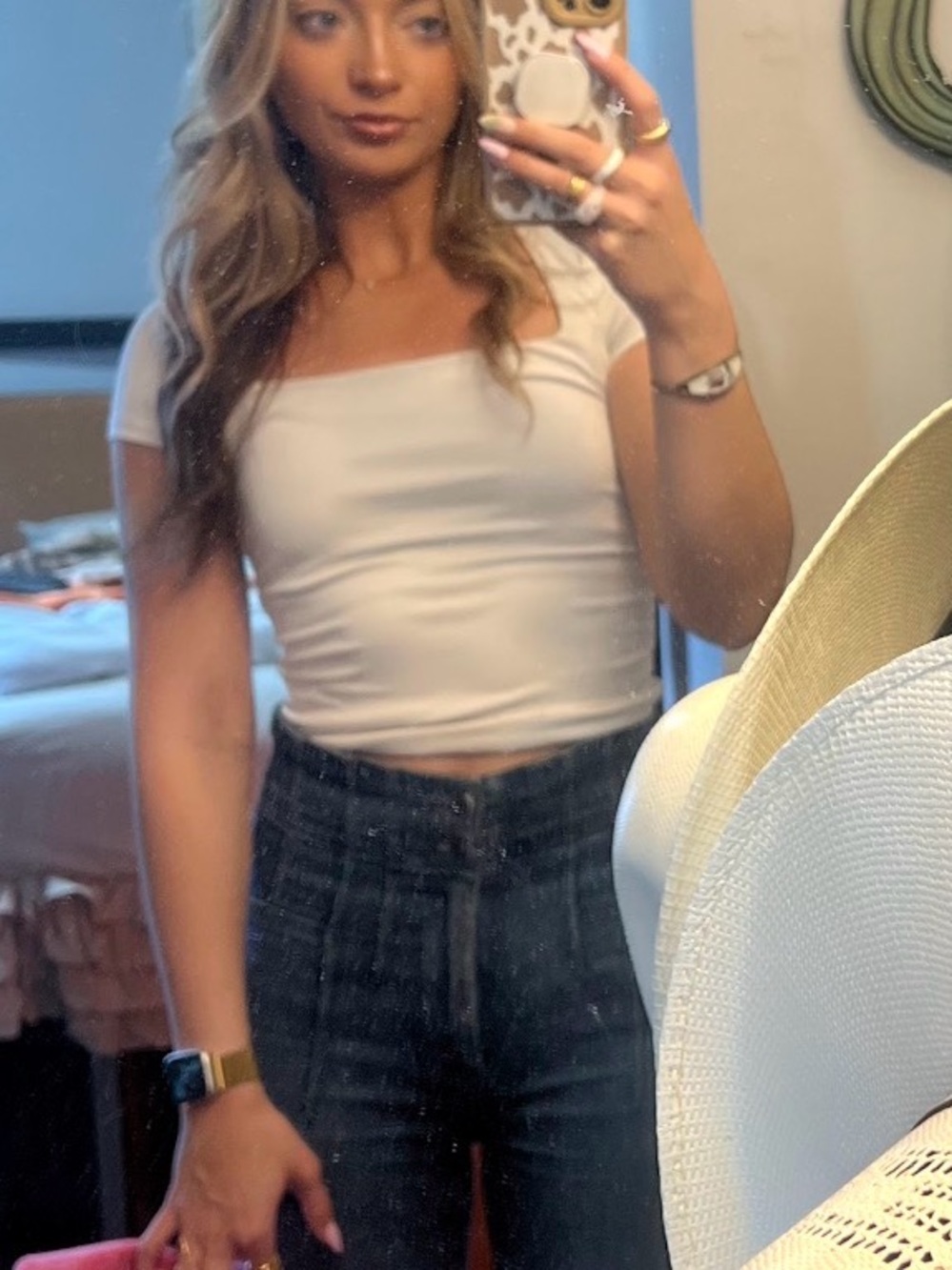 Women’s White Square Neck Stretch Crop Top